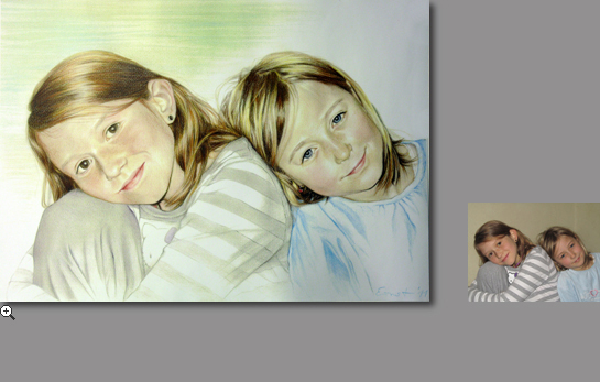 Auftragsportrait Britta Ernst, Franca und Wanda | Farbstift auf Papier | 42 x 30 cm