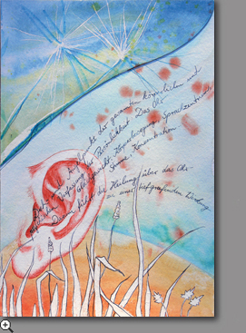 Kraftbilder Britta Ernst, Lausche dem Inneren | Aquarell und Tusche auf Papier | 30 x 42 cm
